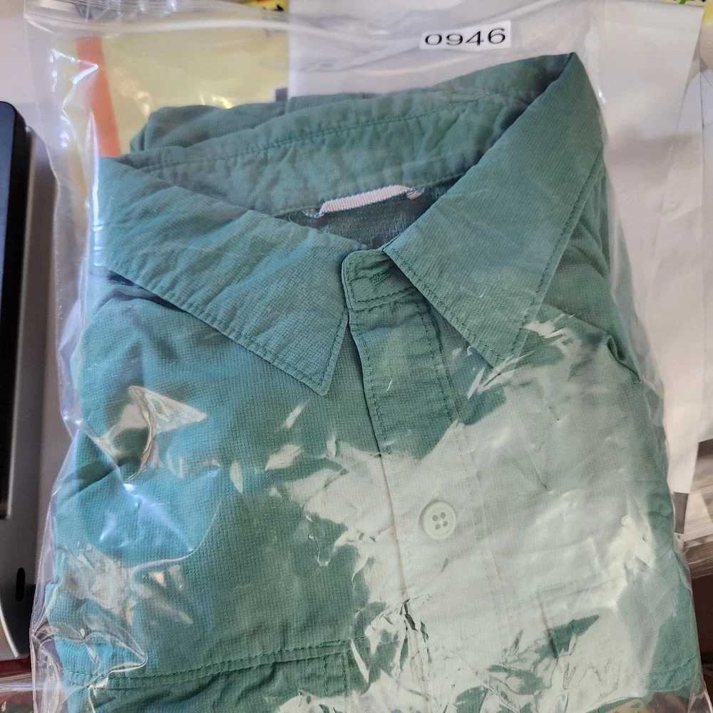 Columbia Shirt Mens ‎ Green Long Sleeve Nylon Outdoor Vented Hiking Pockets